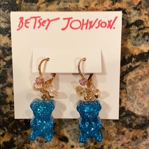 Betsey Johnson Blue Glittery Gummy Bear Earrings